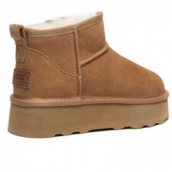 Hochwertige Mini-UGG-Stiefel mit Plateausohle Kastanie