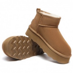 Hochwertige Mini-UGG-Stiefel mit Plateausohle Kastanie