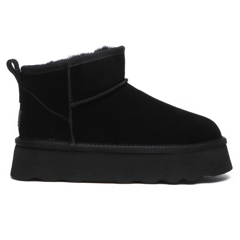 Hochwertige Mini-UGG-Stiefel mit Plateausohle Schwarz