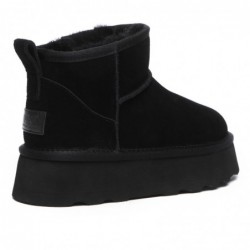 Hochwertige Mini-UGG-Stiefel mit Plateausohle Schwarz