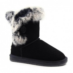 Kurze UGG-Stiefel mit Pelzknöpfen Schwarz