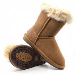 Kurze UGG-Stiefel mit Pelzknöpfen Kastanie