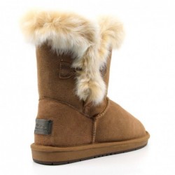 Kurze UGG-Stiefel mit Pelzknöpfen Kastanie