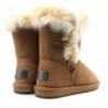 Kurze UGG-Stiefel mit Pelzknöpfen Kastanie