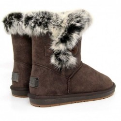 Kurze UGG-Stiefel mit Pelzknöpfen Schokolade