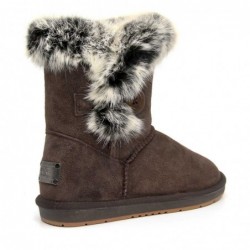 Kurze UGG-Stiefel mit Pelzknöpfen Schokolade