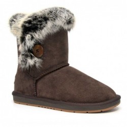 Kurze UGG-Stiefel mit Pelzknöpfen Schokolade