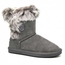 Kurze UGG-Stiefel mit Pelzknöpfen Grau