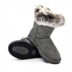 Kurze UGG-Stiefel mit Pelzknöpfen Grau