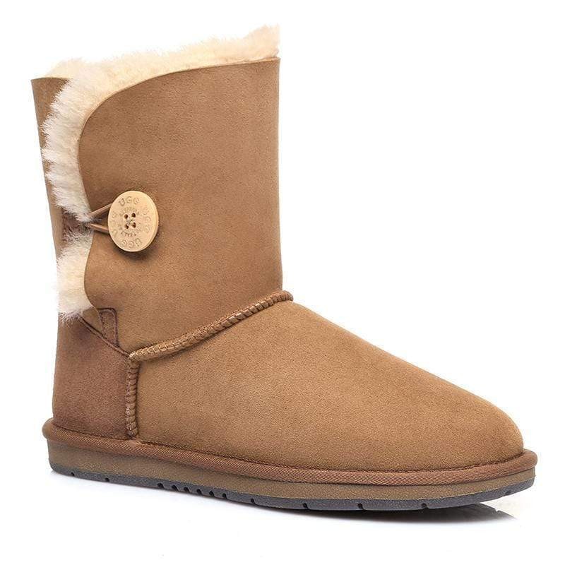 Klassische kurze 1-Knopf-UGG-Stiefel Kastanie